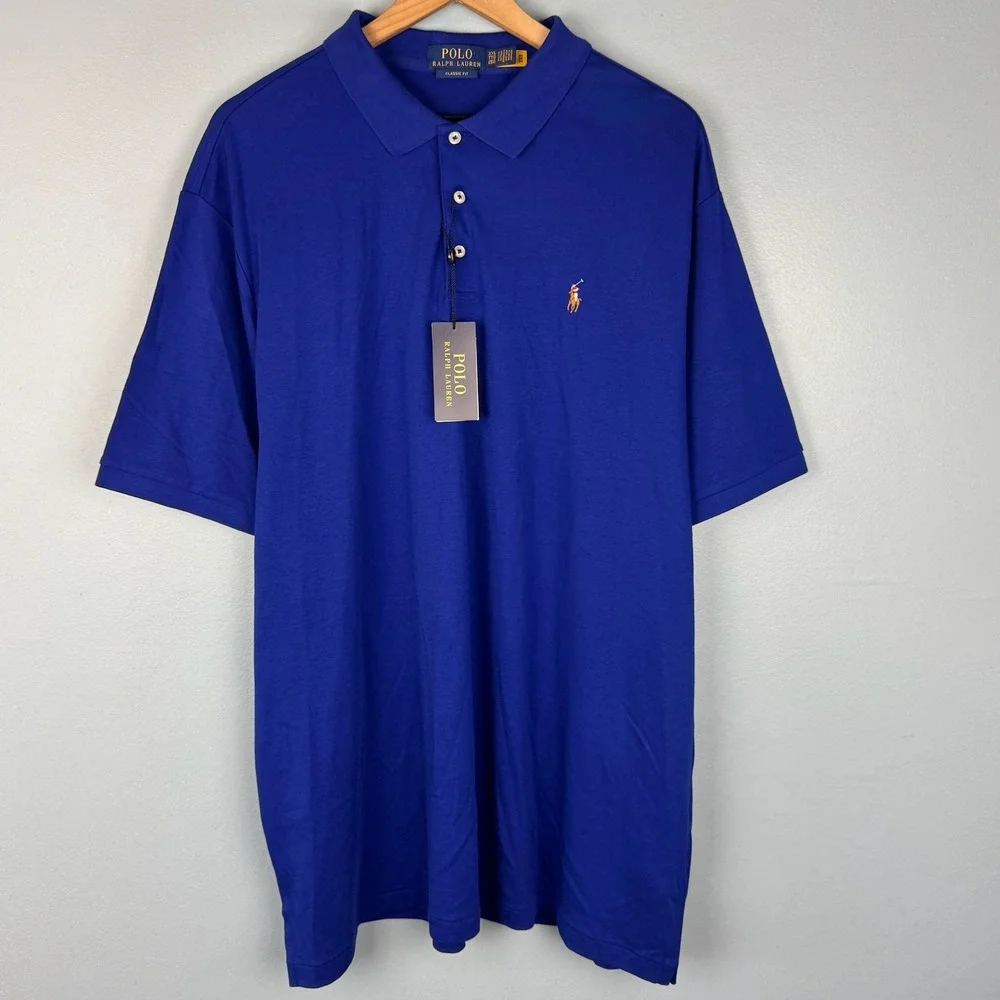Polo Ralph Lauren Classic Fit Pique Polo Shirt Mens XXL Blue Short Sleeve Pony